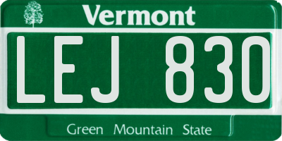 VT license plate LEJ830