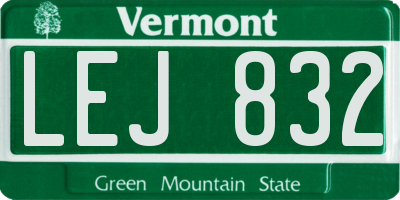 VT license plate LEJ832