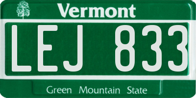 VT license plate LEJ833