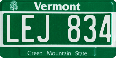 VT license plate LEJ834