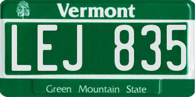 VT license plate LEJ835