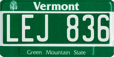 VT license plate LEJ836