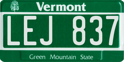 VT license plate LEJ837