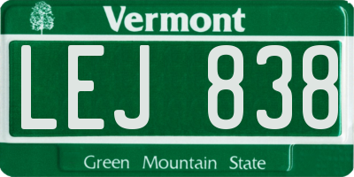 VT license plate LEJ838