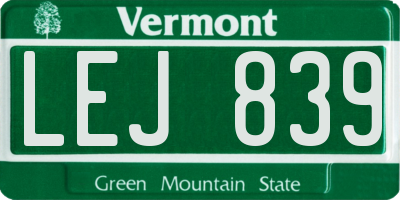 VT license plate LEJ839