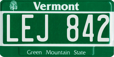 VT license plate LEJ842