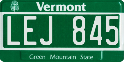 VT license plate LEJ845