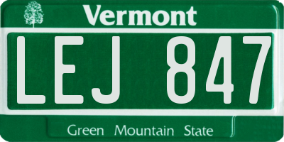 VT license plate LEJ847