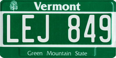VT license plate LEJ849