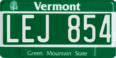 VT license plate LEJ854