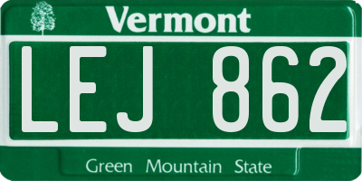 VT license plate LEJ862