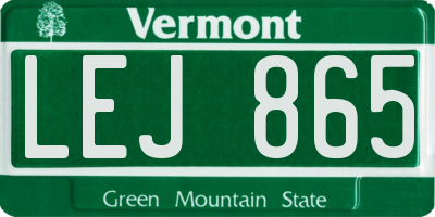 VT license plate LEJ865