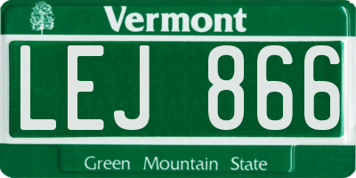 VT license plate LEJ866
