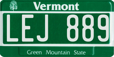 VT license plate LEJ889