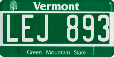 VT license plate LEJ893