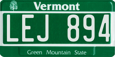 VT license plate LEJ894