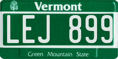 VT license plate LEJ899