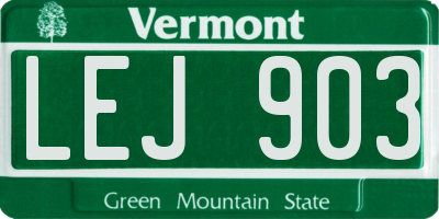 VT license plate LEJ903