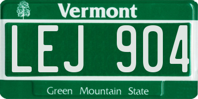 VT license plate LEJ904