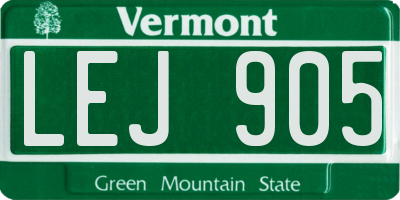 VT license plate LEJ905