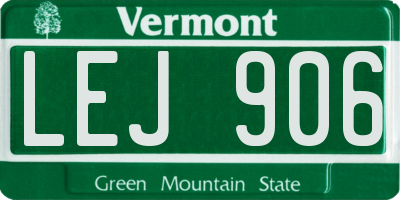 VT license plate LEJ906