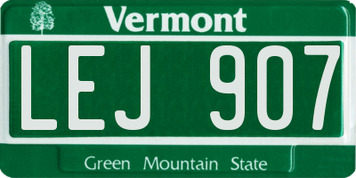 VT license plate LEJ907