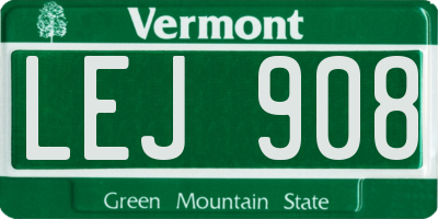VT license plate LEJ908
