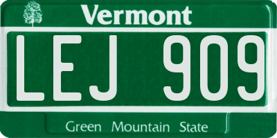 VT license plate LEJ909