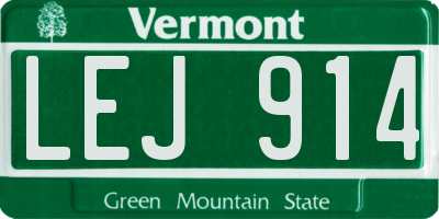 VT license plate LEJ914
