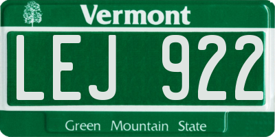 VT license plate LEJ922