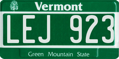 VT license plate LEJ923