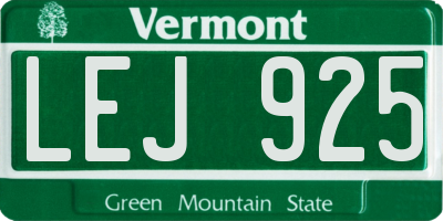 VT license plate LEJ925