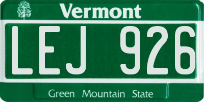 VT license plate LEJ926