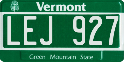 VT license plate LEJ927