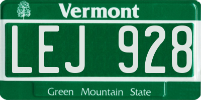 VT license plate LEJ928