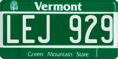 VT license plate LEJ929