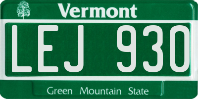 VT license plate LEJ930