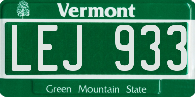 VT license plate LEJ933