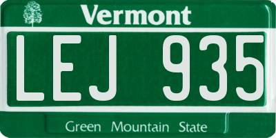 VT license plate LEJ935