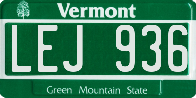 VT license plate LEJ936