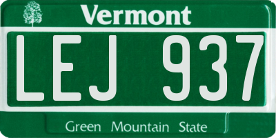 VT license plate LEJ937