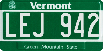 VT license plate LEJ942