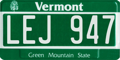VT license plate LEJ947
