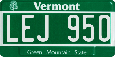VT license plate LEJ950