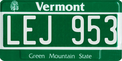 VT license plate LEJ953