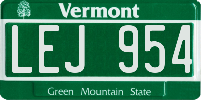 VT license plate LEJ954