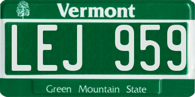 VT license plate LEJ959