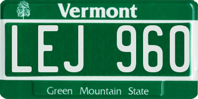 VT license plate LEJ960