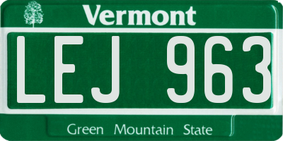 VT license plate LEJ963