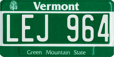 VT license plate LEJ964